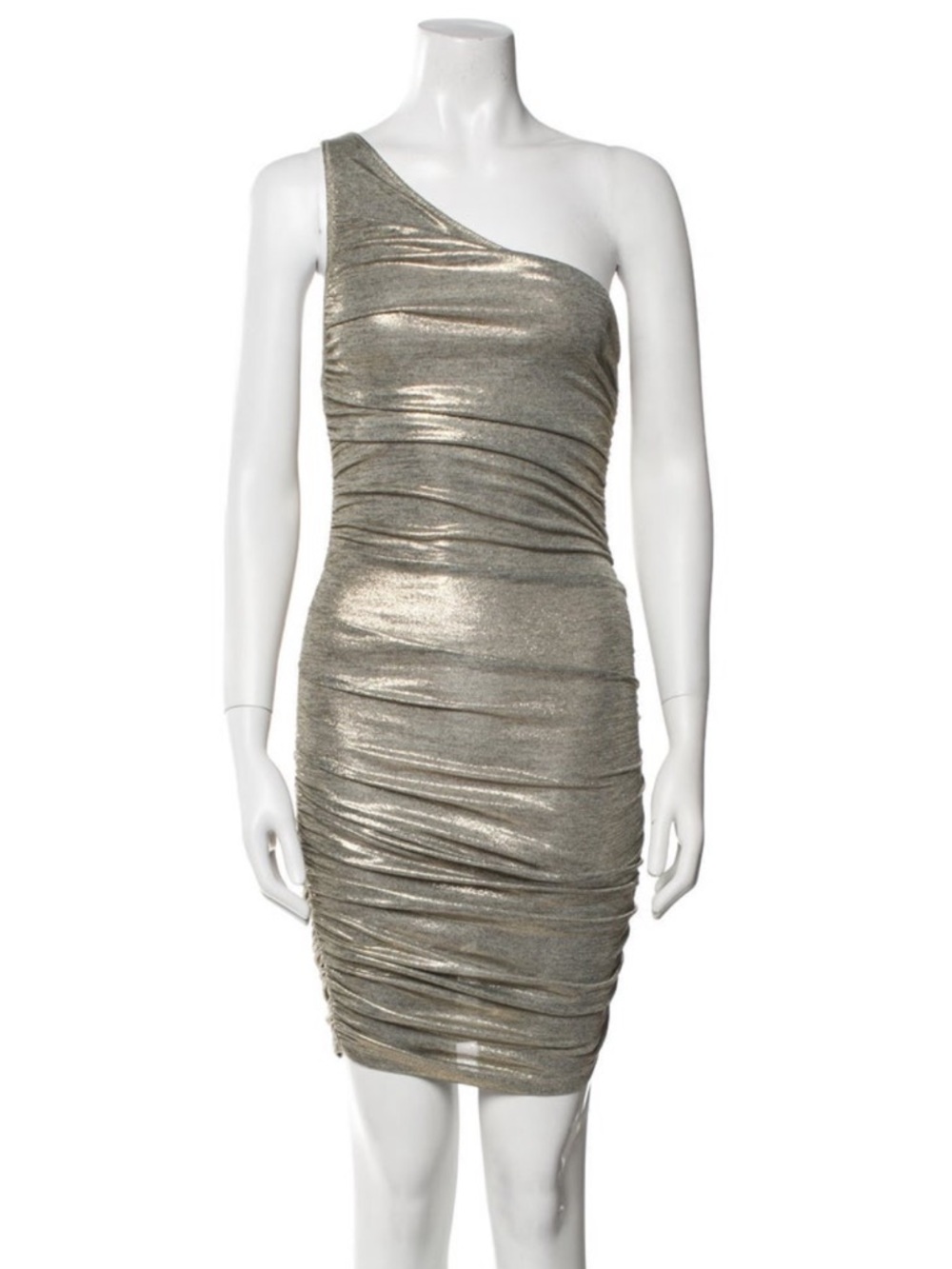 Alice + Olivia Cruz Gold One-Shoulder Metallic Bodycon Dress NWT XS